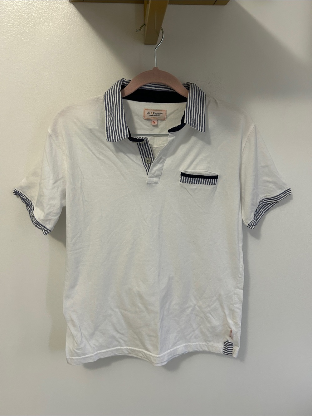 Leo & Zachary Short Sleeve Polo White Navy
